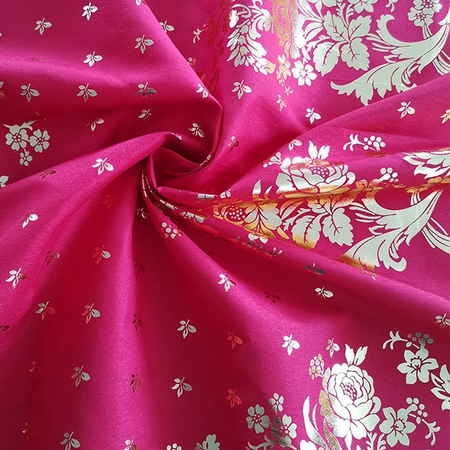 100% polyester gull stempling print stoff